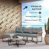 easycomfort easycomfort set da giardino 5 pezzi in rattan con 2 sedie laterali sedia centrale e 2 sgabellitavolini da caffe