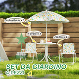 easycomfort easycomfort set da giardino per bambini 2 5 anni con tavolino rotondo 2 sedie pieghevoli e un ombrellone bianco