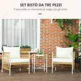 easycomfort easycomfort set da giardino stile boho in rattan con 2 sedie con cuscini e tavolino rotondo giallo