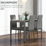 easycomfort easycomfort set da pranzo 5 pezzi con 1 tavolo da pranzo e 4 sedie moderne in similpelle metallo e vetro temperato grigio