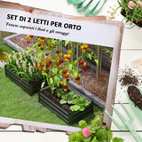 easycomfort easycomfort set di 2 letti per orto rialzato con fondo aperto in acciaio galvanizzato 100x60x30cm grigio