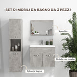 easycomfort easycomfort set mobili bagno da 4 pezzi con lavabo da 60cm mobiletto colonna bagno e specchiera in legno grigio