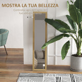 easycomfort easycomfort specchio con cornice in mdf con piedini e ganci per utilizzo a muro o a parete 37x40x155 cm