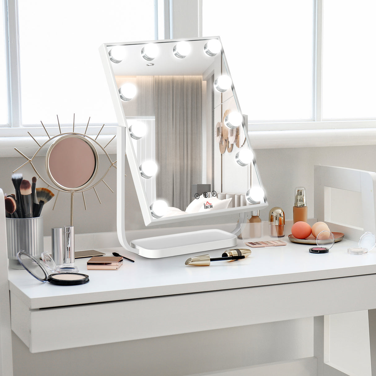 easycomfort easycomfort specchio trucco illuminato inclinabile con 12 luci led e luminosita regolabile 32 8lx11x47 4cm