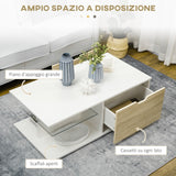easycomfort easycomfort tavolino basso da caffe in truciolato con cassetti e ripiano in vetro per soggiorno e ingresso 106x58x39 cm bianco