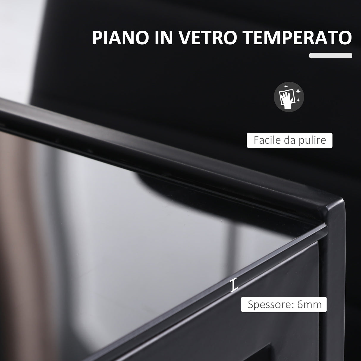 easycomfort easycomfort tavolo da cucina per 4 persone in metallo e vetro temperato 120x60x75 cm nero
