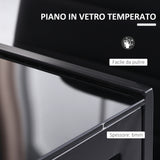 easycomfort easycomfort tavolo da cucina per 4 persone in metallo e vetro temperato 120x60x75 cm nero