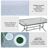 easycomfort easycomfort tavolo da giardino con foro per ombrellone arredamento da esterno in metallo e vetro 140x80x70cm grigio ean 8054144134215