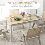 easycomfort easycomfort tavolo da pranzo 4 posti con piedini antiscivolo in legno di pino 120x75x75 cm