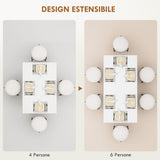 easycomfort easycomfort tavolo da pranzo allungabile per 4 6 persone con pannelli a ribalta in legno 120 160x80x78 cm bianco