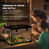 easycomfort easycomfort terrario per rettili rialzato con serratura e termometro in vetro e rete metallica 30x30x20 cm nero