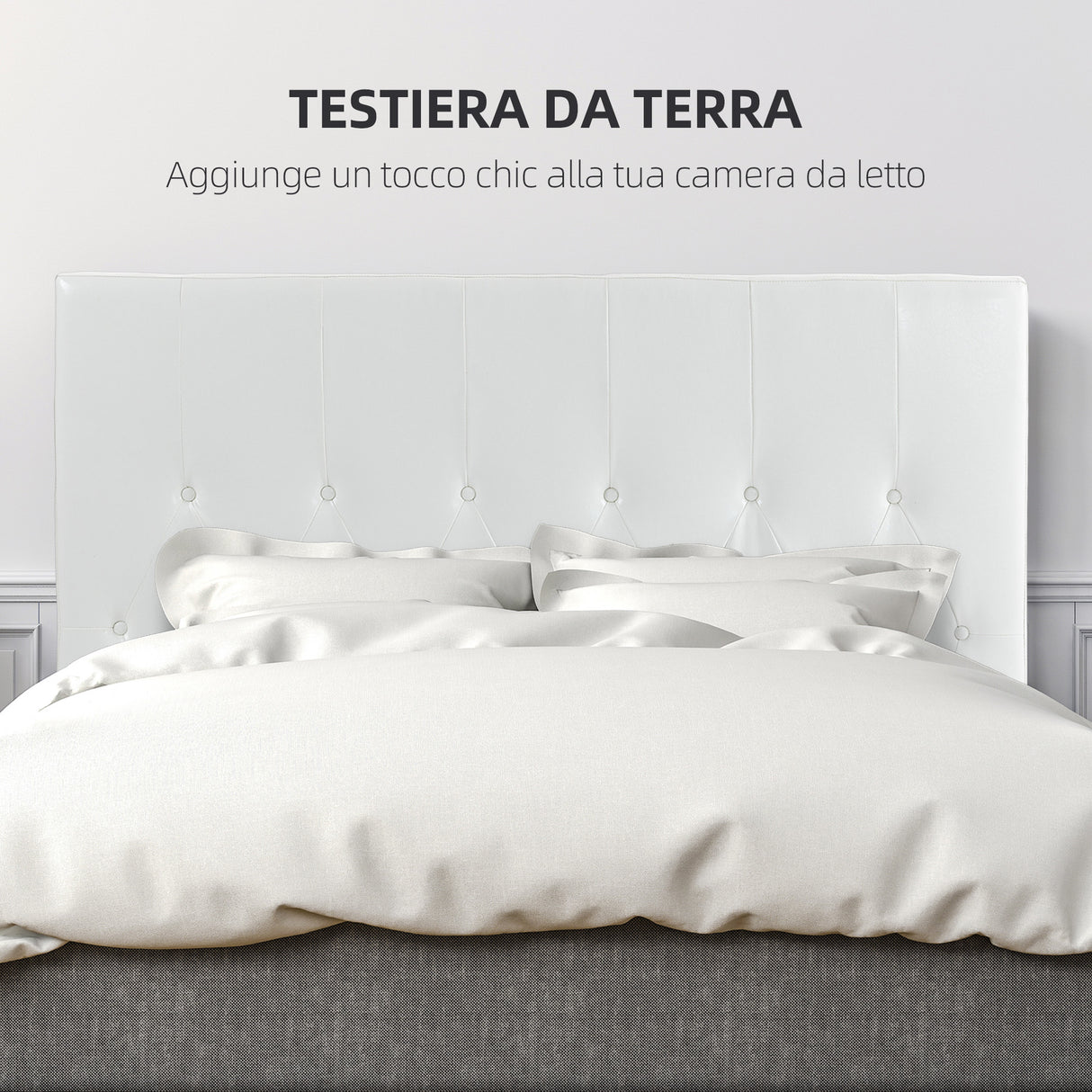 easycomfort easycomfort testiera letto matrimoniale imbottita con design a bottoni in pelle pu e mdf 160x7x120 cm bianco