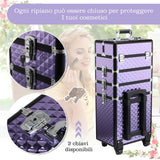 easycomfort easycomfort valigia porta trucchi professionale trolley makeup da viaggio in alluminio 2 ruote viola 33 5x23x7695 5cm ean 8054144137650