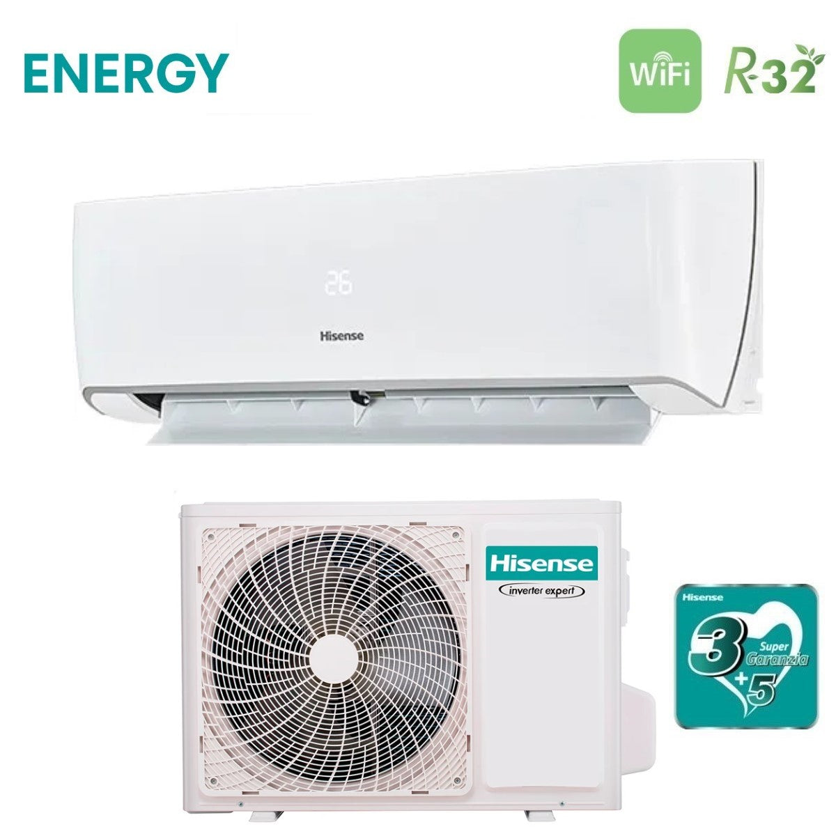 hisense climatizzatore condizionatore hisense inverter serie energy 12000 btu tq35xe0cg qe35xv2xw r 32 wi fi integrato classe aa
