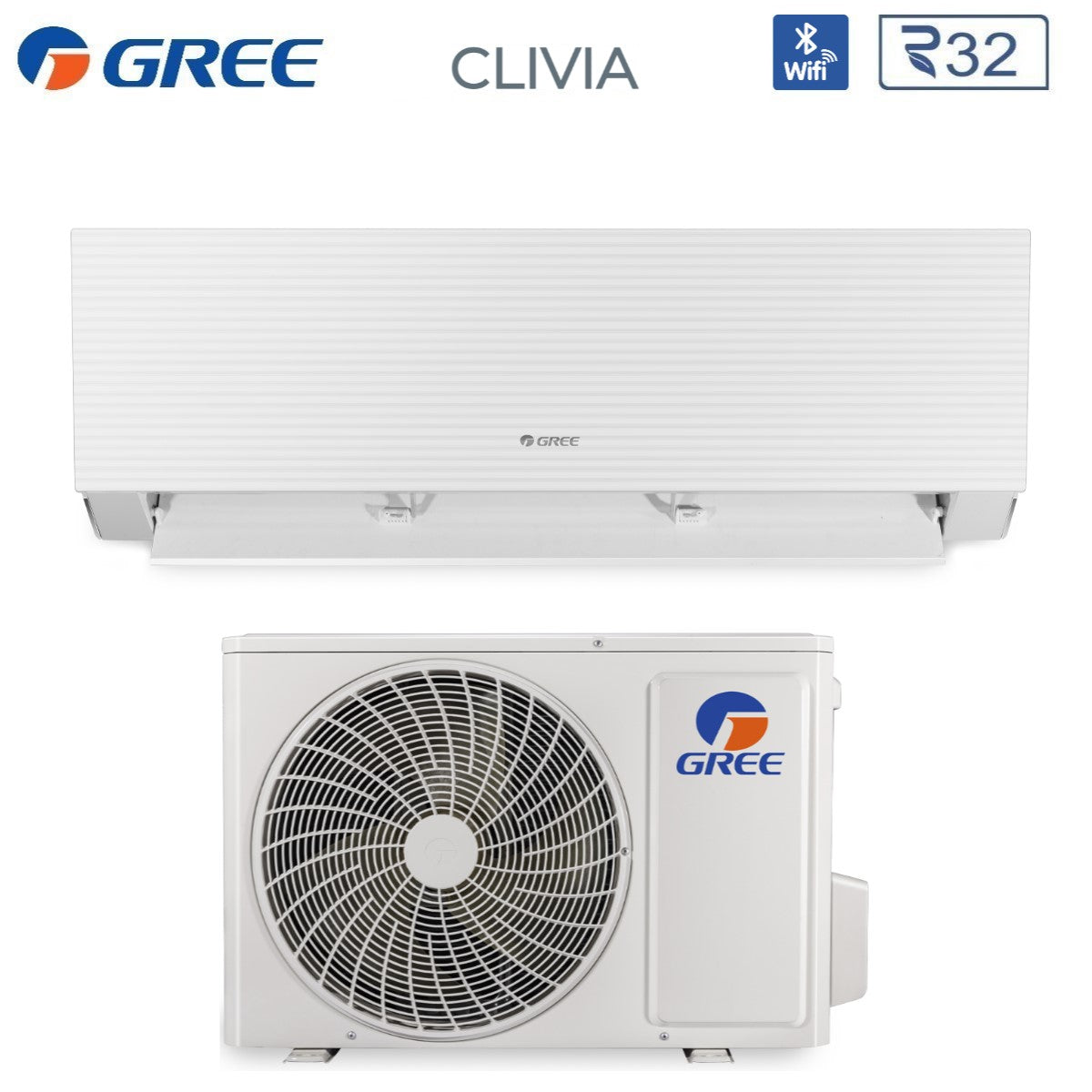 climatizzatore condizionatore gree inverter serie clivia white 12000 btu gwh12aucxb k6dna1a i r 32 wi fi integrato a__ a_ colore bianco