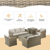 easycomfort area occasioni 2511 easycomfort set da giardino 6 pezzi in rattan con divani poltrone e tavoli contenitore beige