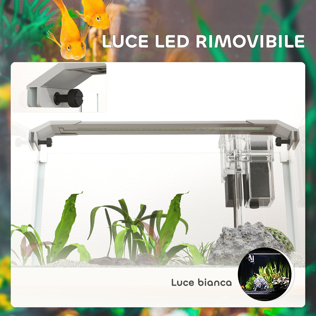 easycomfort easycomfort acquario in vetro con luci led da 20l filtro e pompa dacqua 38x26x27 cm bianco
