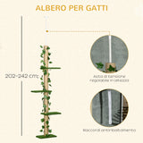 easycomfort easycomfort albero tiragraffi per gatti a soffitto alto 202 242 cm regolabile con asta di tensione verde
