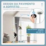 easycomfort easycomfort albero tiragraffi per gatti a soffitto con palo regolabile da 225 255 cm pallina e piattaforme bianco