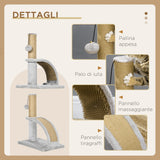 easycomfort easycomfort albero tiragraffi per gatti con arco massaggiatore palo in iuta e pallina in peluche 34x24x43 cm grigio