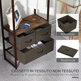 easycomfort easycomfort appendiabiti da terra con asta 3 cassetti e ripiani in legno mdf e acciaio 58 5x30x178 cm marrone