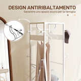easycomfort easycomfort appendiabiti da terra con asta e 2 ripiani aperti in legno e acciaio 38 5x30x170 cm bianco e color legno