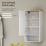 easycomfort easycomfort armadietto bagno a muro con mensole regolabili e ripiano aperto in legno e mdf 40x27x77 cm bianco