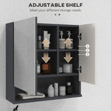 easycomfort easycomfort armadietto con specchiera bagno a 2 ante e mensole regolabili in legno 55x17x55cm grigio