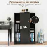 easycomfort easycomfort armadietto da ufficio a 3 ripiani con 2 chiavi di sicurezza e ante scorrevoli 80x40x120 cm nero