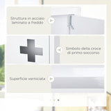easycomfort easycomfort armadietto medicinali a 3 ripiani con porta magnetica in acciaio 30x12x60 cm bianco