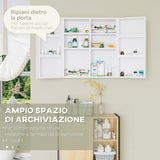 easycomfort easycomfort armadietto medicinali a 6 ripiani con serratura e 2 chiavi in acciaio 55x18x60 cm bianco