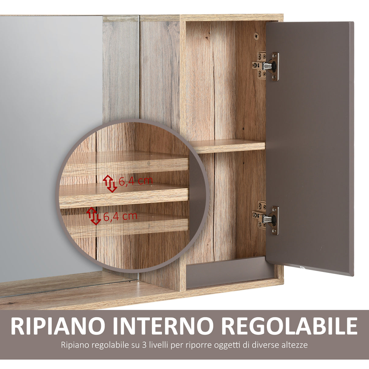 easycomfort easycomfort armadietto pensile per il bagno con mensola e 2 ripiani installazione a parete grigio e rovere 57 x 14 2 x 49 2cm ean 8054111842907