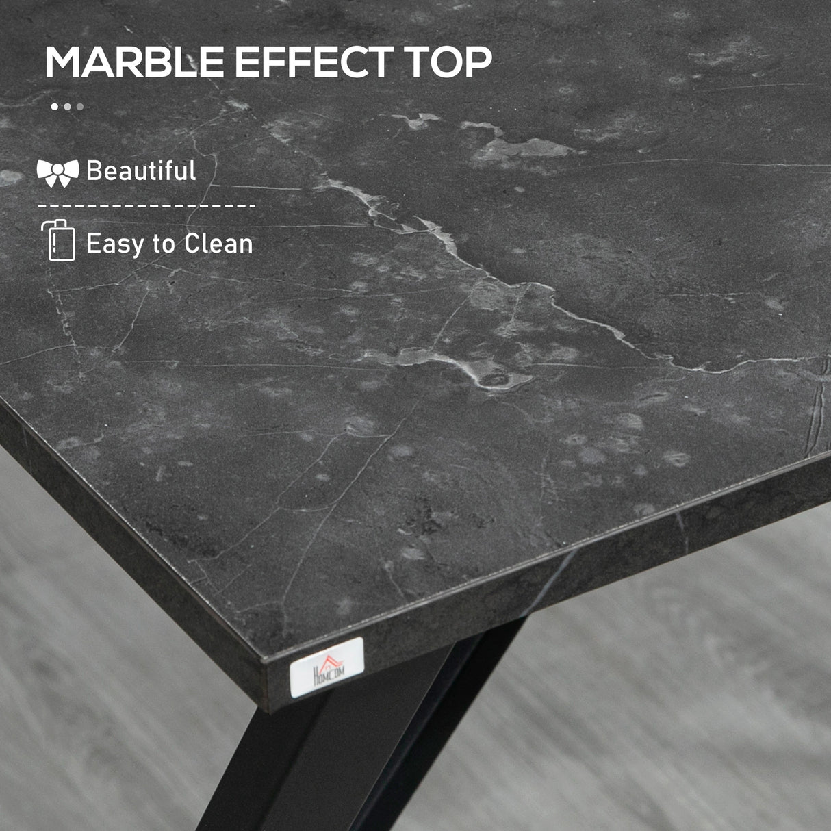 easycomfort easycomfort bancone bar tavolo alto stile industriale effetto marmo legno e acciaio 120x60x102 cm nero