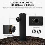 easycomfort easycomfort base per ombrellone da giardino rotonda a 4 ruote con freni in acciaio e resina 52x41 cm bronzo e nero