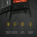 easycomfort easycomfort camino da terra elettrico potenza 1000w 2000w con effetto fiamma luminosita regolabile ferro e vetro 392356 5cm ean 8054144130767