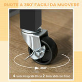 easycomfort easycomfort carrello cucina classico con cassetti ruote e armadietto 2 ante salvaspazio 89x40x84cm nero