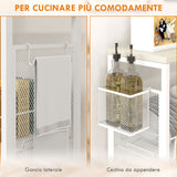 easycomfort easycomfort carrello da cucina a 3 livelli con cestino laterale e gancio in truciolato e acciaio 58x18 5x87 cm