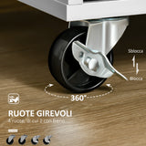 easycomfort easycomfort carrello da cucina multiuso in legno con 2 cassetti armadietto e 4 ruote 104x46x91cm grigio