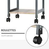 easycomfort easycomfort carrello da cucina portavivande con cassetto 2 ripiani e vassoio estraibile 37x37x76cm grigio
