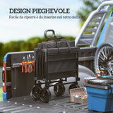 easycomfort easycomfort carrello da giardino 160l pieghevole con manico regolabile capacita 100 kg 95x55x102 cm nero