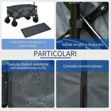 easycomfort easycomfort carrello da giardino carico max 70kg con maniglia telescopica in metallo e tessuto oxford 108x55 cm grigio