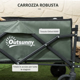 easycomfort easycomfort carrello da giardino da 72l pieghevole con pannello apribile in acciaio e poliestere 114x46x65 92 cm verde