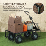 easycomfort easycomfort carrello da giardino in acciaio da 114l con sacca portaoggetti e pareti rimovibili 105x51x54 cm nero