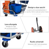 easycomfort easycomfort carrello per pulizie professionale multiuso con 4 secchi rotelle borsa di tela 118 73 103cm ean 8055776915579