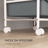 easycomfort easycomfort carrello portaoggetti con 2 vassoi fissi e 3 vassoi scorrevoli in acciaio e pp 40x34x85 cm bianco e grigio