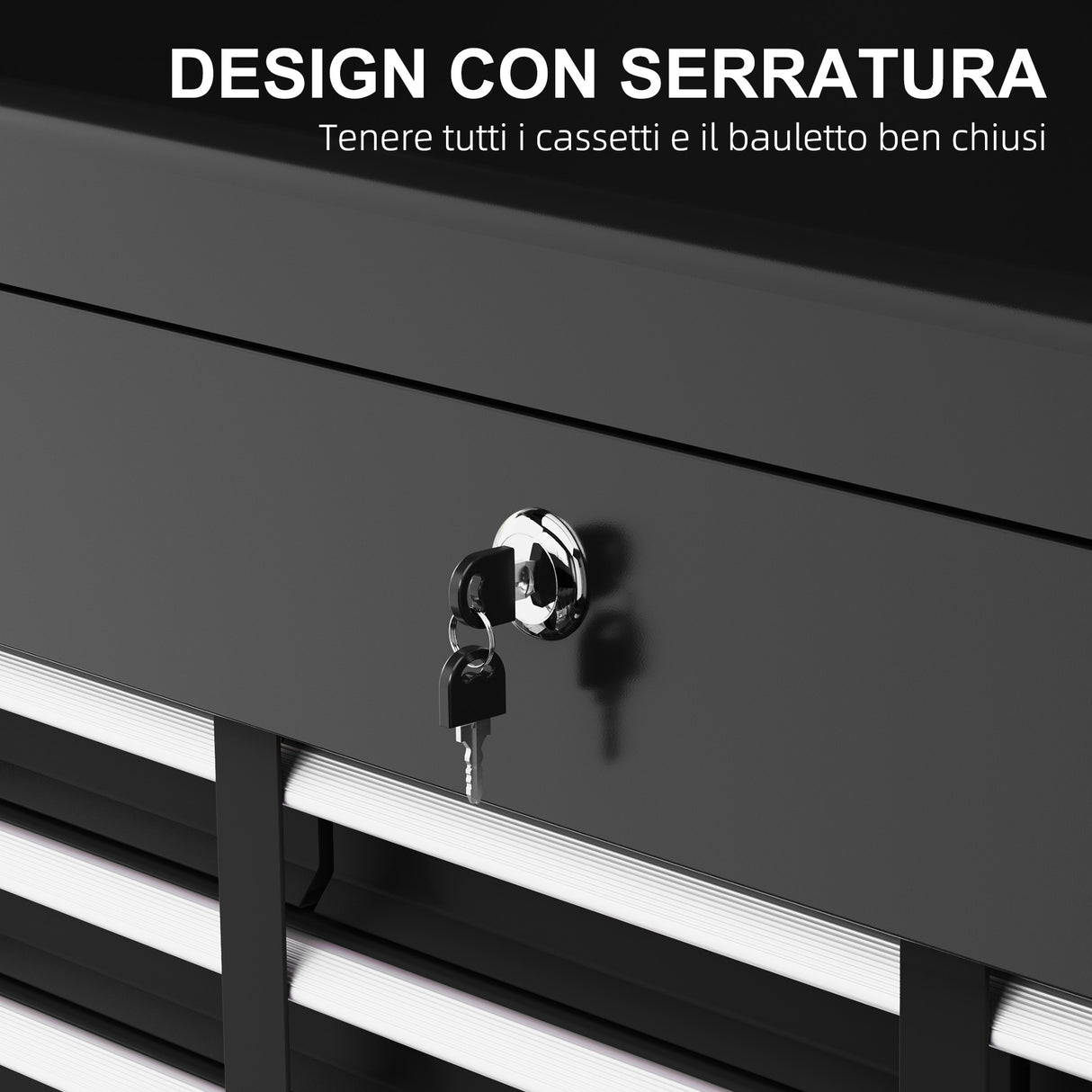 easycomfort easycomfort cassetta per attrezzi a 6 cassetti in acciaio con serratura 60x26x34cm nero