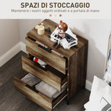 easycomfort easycomfort cassettiera 3 cassetti antiribaltamento con maniglie nere in legno e metallo 62x35x82 cm marrone scuro