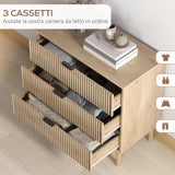 easycomfort easycomfort cassettiera 3 cassetti in legno per camera e ingresso stile nordico 80x40x77 5 cm rovere