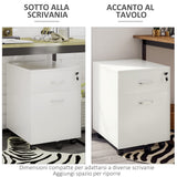 easycomfort easycomfort cassettiera ufficio a 2 cassetti con serratura e 5 ruote in truciolato 40x49x58 cm bianco
