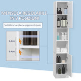 easycomfort easycomfort colonna bagno salvaspazio in legno con specchio e apertura a pressione 30x28x170cm bianco